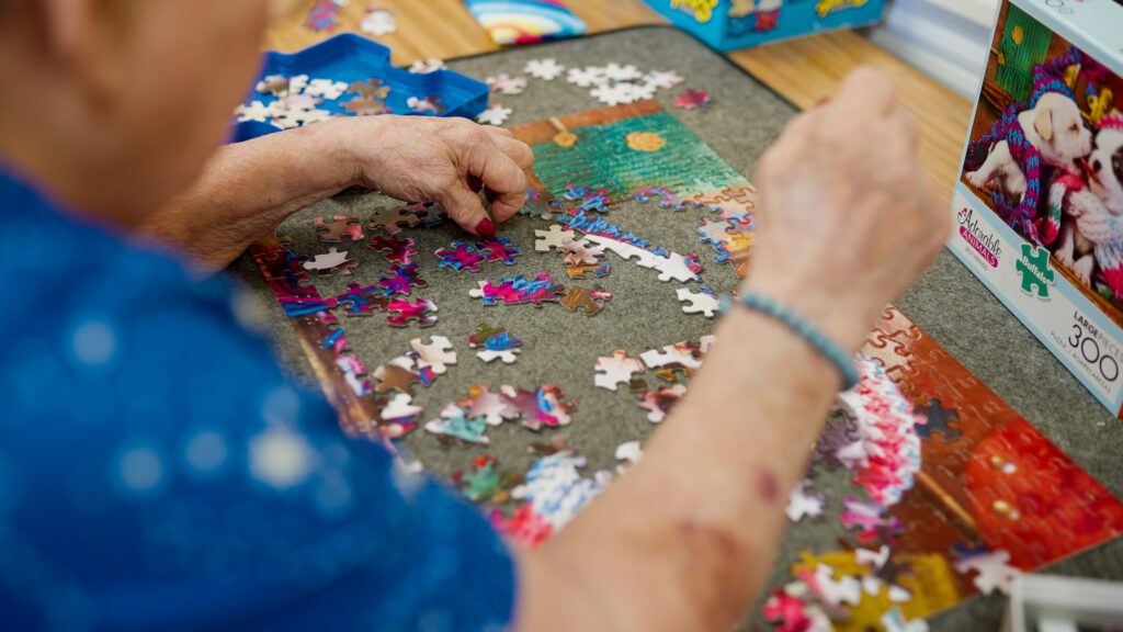 puzzle activity at a skilled nursing facility